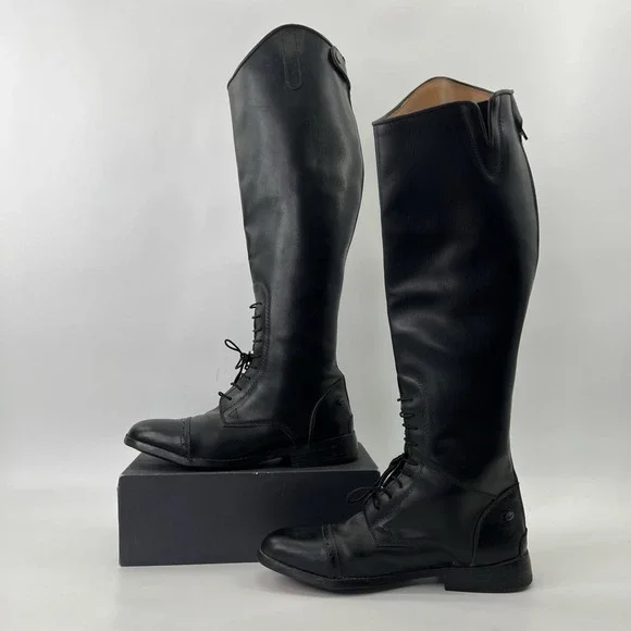 Equistar Riding Boots Womens Black Size 10 Back Zip Knee High Equestrian - Picture 8 of 13